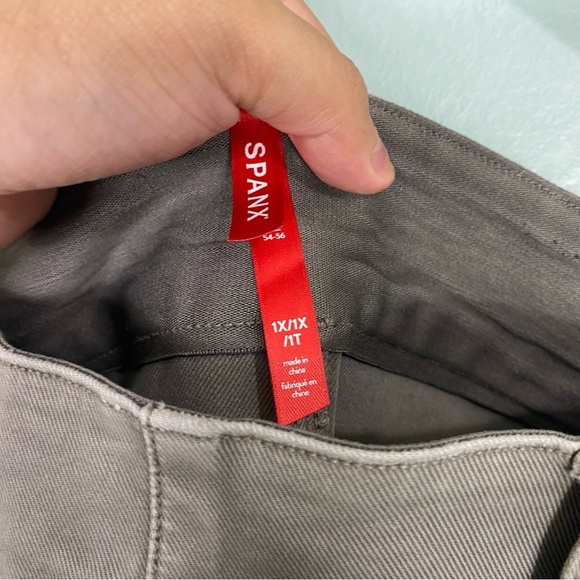 SPANX High Rise Stretch Twill Skinny Ankle Cargo Pang Green Sz 1X Plus - Picture 3 of 7